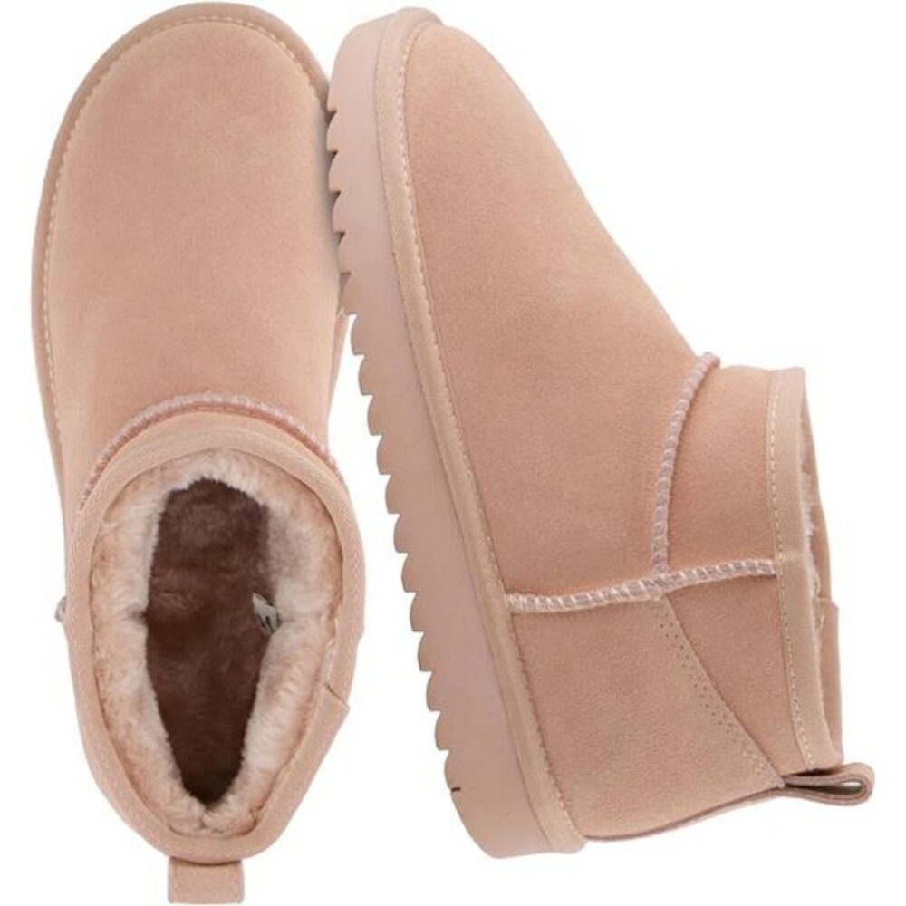 Hip 2 Genuine Suede Ankle Boots for Women, Cozy Faux Shearling